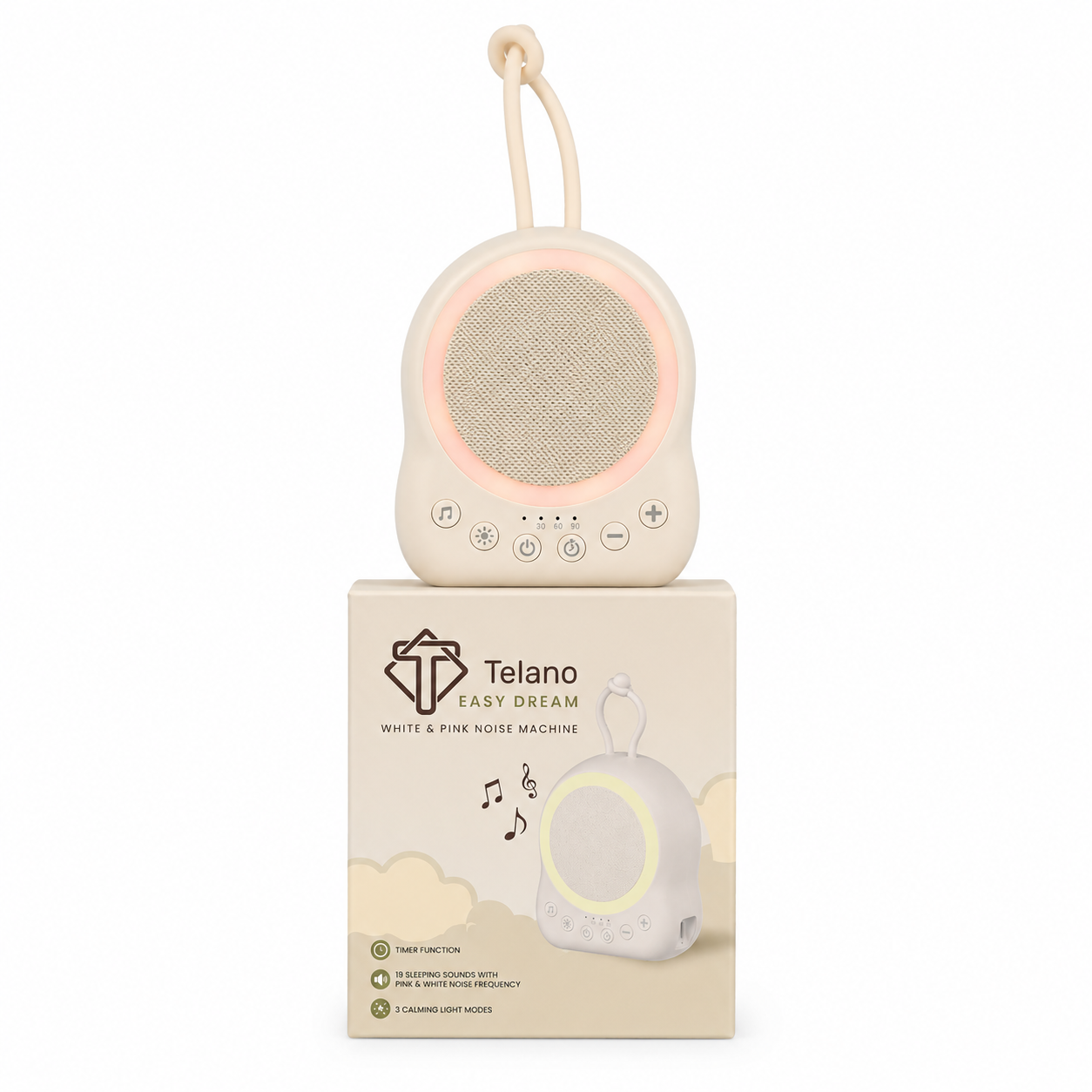 White Noise Baby & Pink Noise Machine Beige - Afbeelding 4