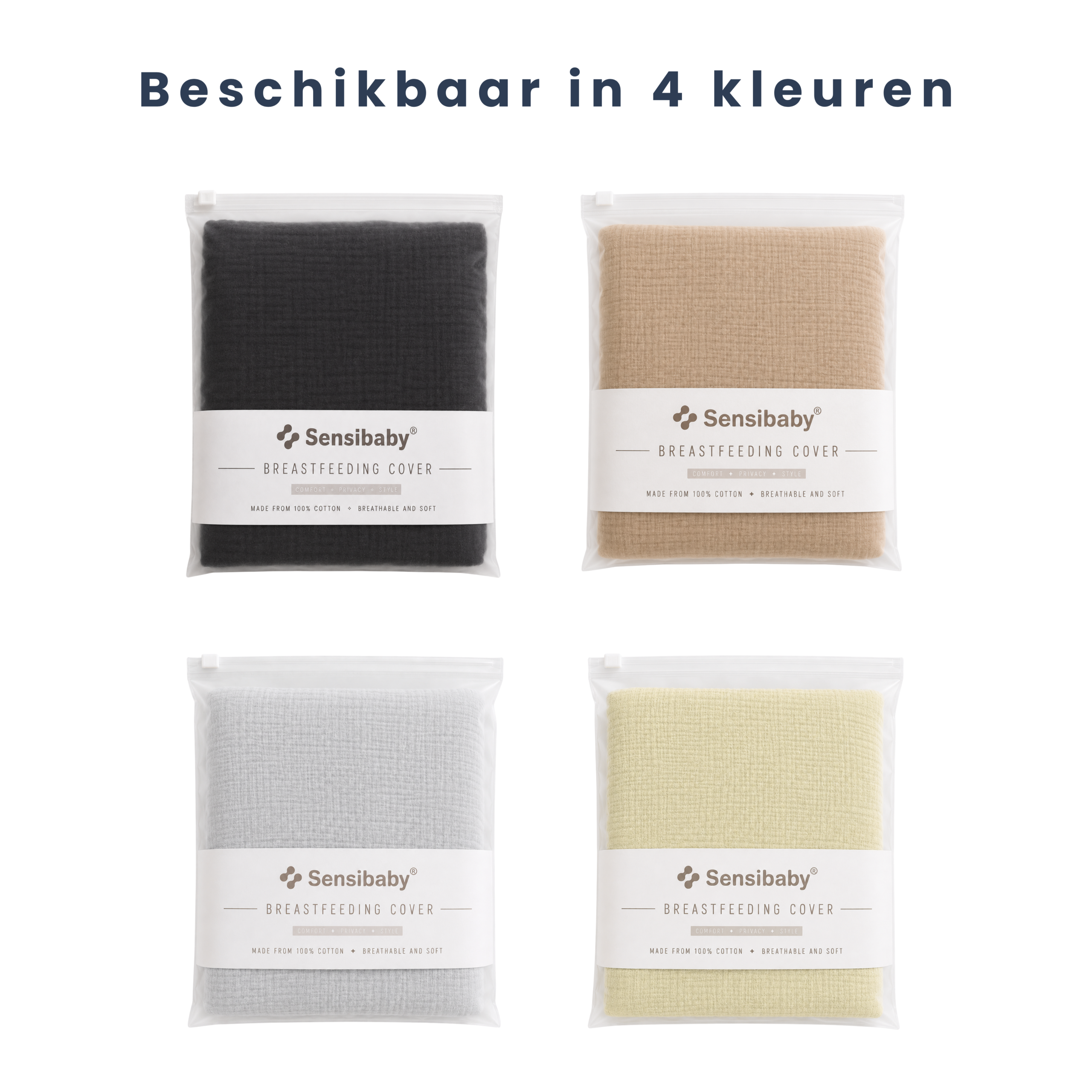 Sensibaby Borstvoedingsdoek Grijs 100% Dubbellaags Katoen - Afbeelding 3